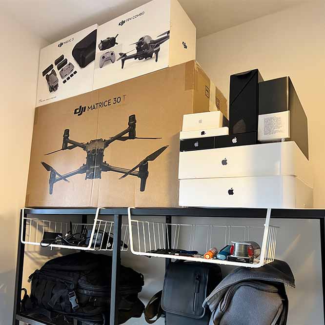 DJI drone boxes, suitable for discreet surveillance of individuals.